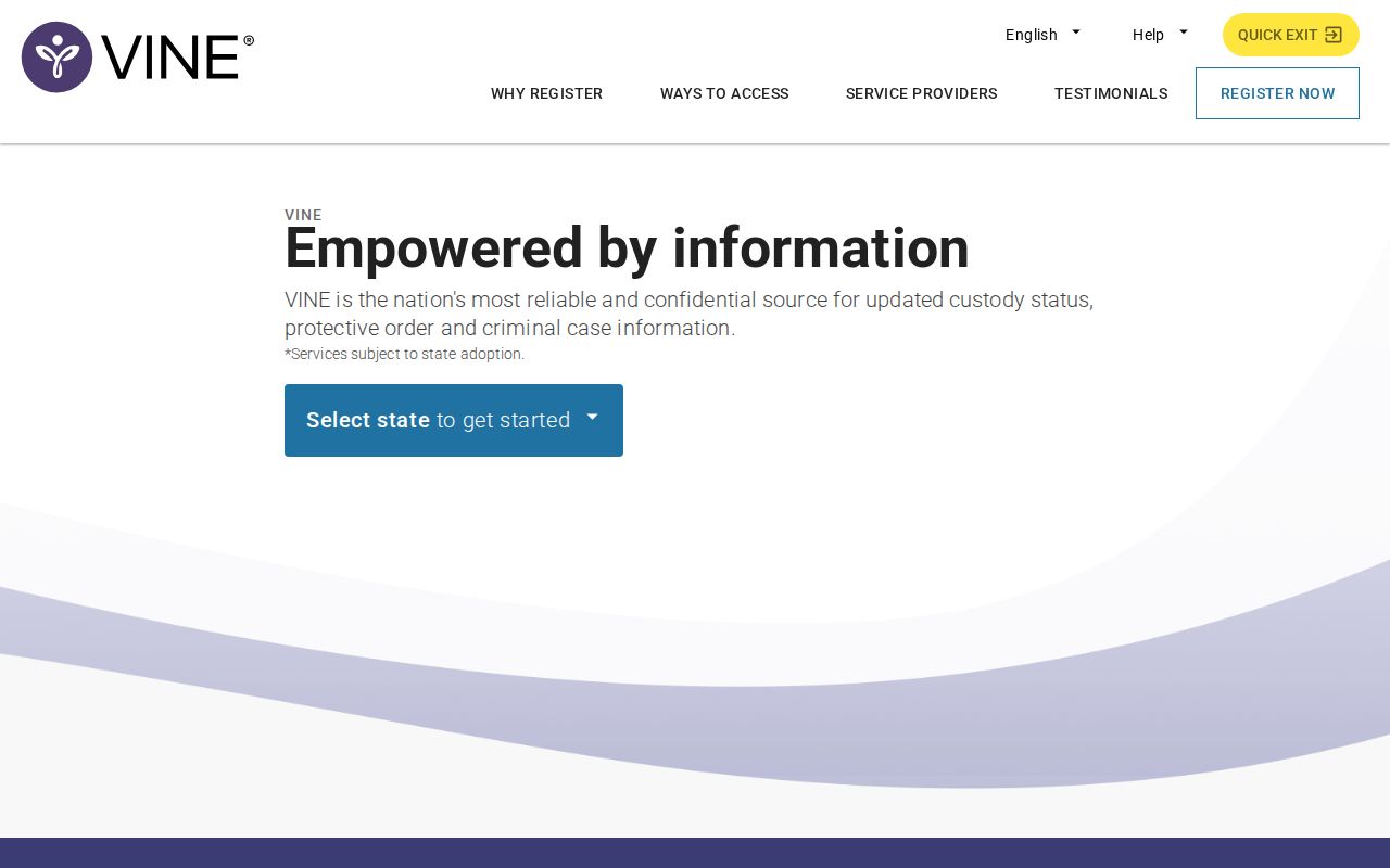 VINELink alert registration screen used for Putnam County custody checks